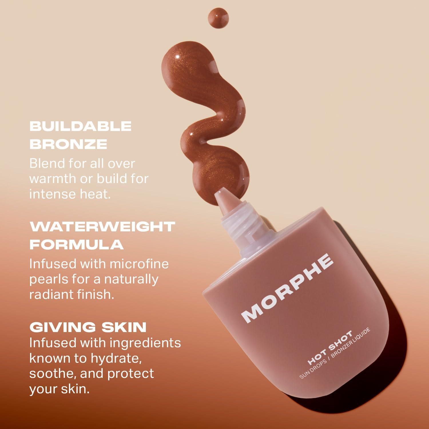 imageMorphe Hot Shot Sun Bronzing Drops Waterweight Liquid Bronzer Drops with Niacinamide for Glowing Skin Hydration amp a Natural Radiant Finish Fire Sign 1 Fl OzBronze Bombshell