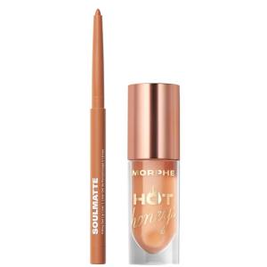 MORPHE Lip Define & Shine Duo – Soulmatte Gel Lip Liner My Boo (0.007 oz), Hot Honeys Volumizing Lip Oil Royal Sting (0.15 fl oz) – Sculpt, Plump & Gloss