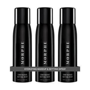 Morphe Mini Continuous Setting Mist – Micro-Fine, Travel Size Makeup Setting Spray with a Natural Radiant Finish – Helps Makeup Resist Caking or Fading & Increases Wear of Foundation (1.3 oz)(3 Count (2.8 Fl Oz each))