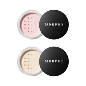 Morphe Totally Set Mini Brighten & Set Setting Powder Duo – Lightweight, Talc-Free Powder for Face Makeup Natural Finish – Minimizes Shine for Up to 24HR – Translucent (2 Count)