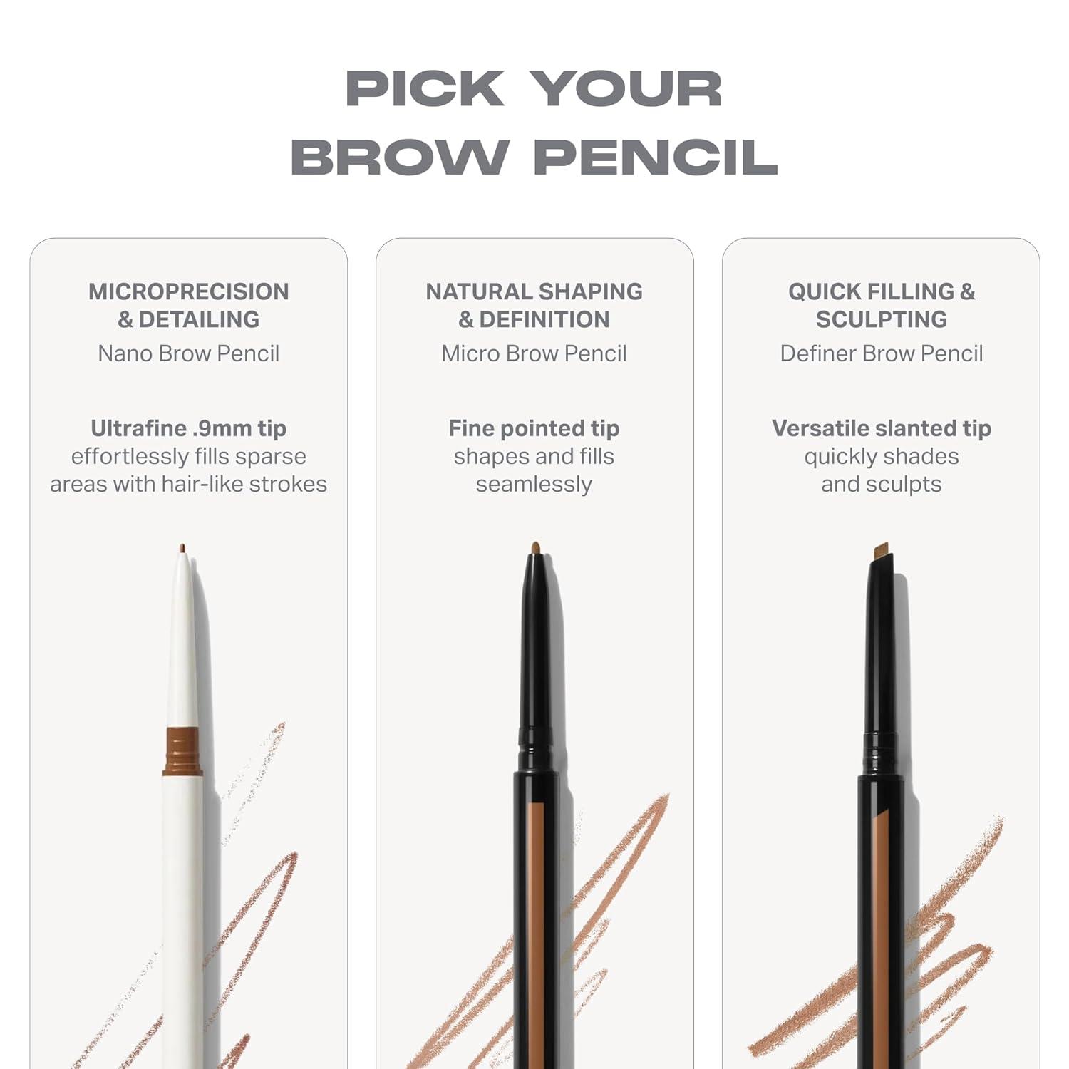 imageMorphe Nano Brow Pencil Ultrafine Eyebrow Pencil for Hairlike Strokes Precision Eye Makeup with Spoolie Brush for Natural Definition and LongLasting Wear Biscotti 0001 ozAlmond