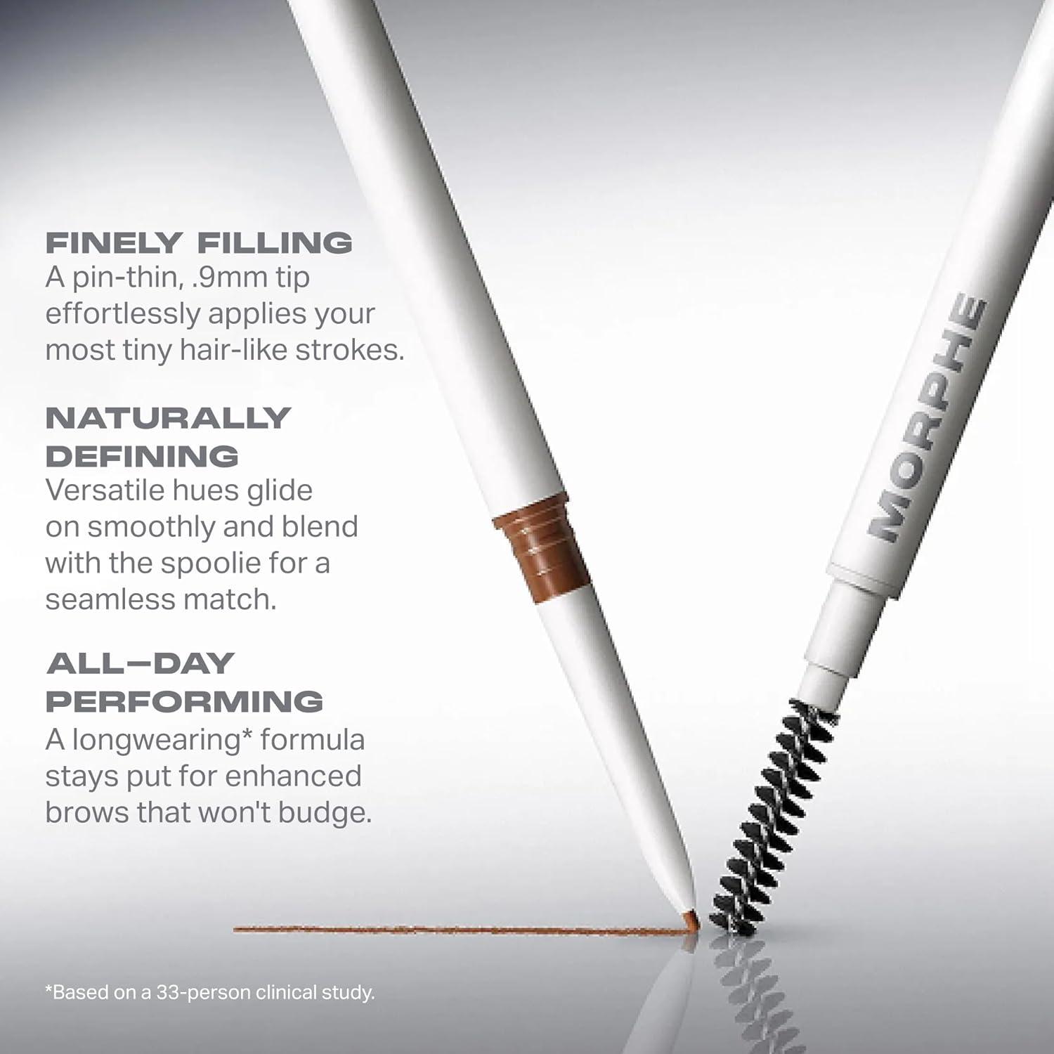 imageMorphe Nano Brow Pencil Ultrafine Eyebrow Pencil for Hairlike Strokes Precision Eye Makeup with Spoolie Brush for Natural Definition and LongLasting Wear Biscotti 0001 ozAlmond