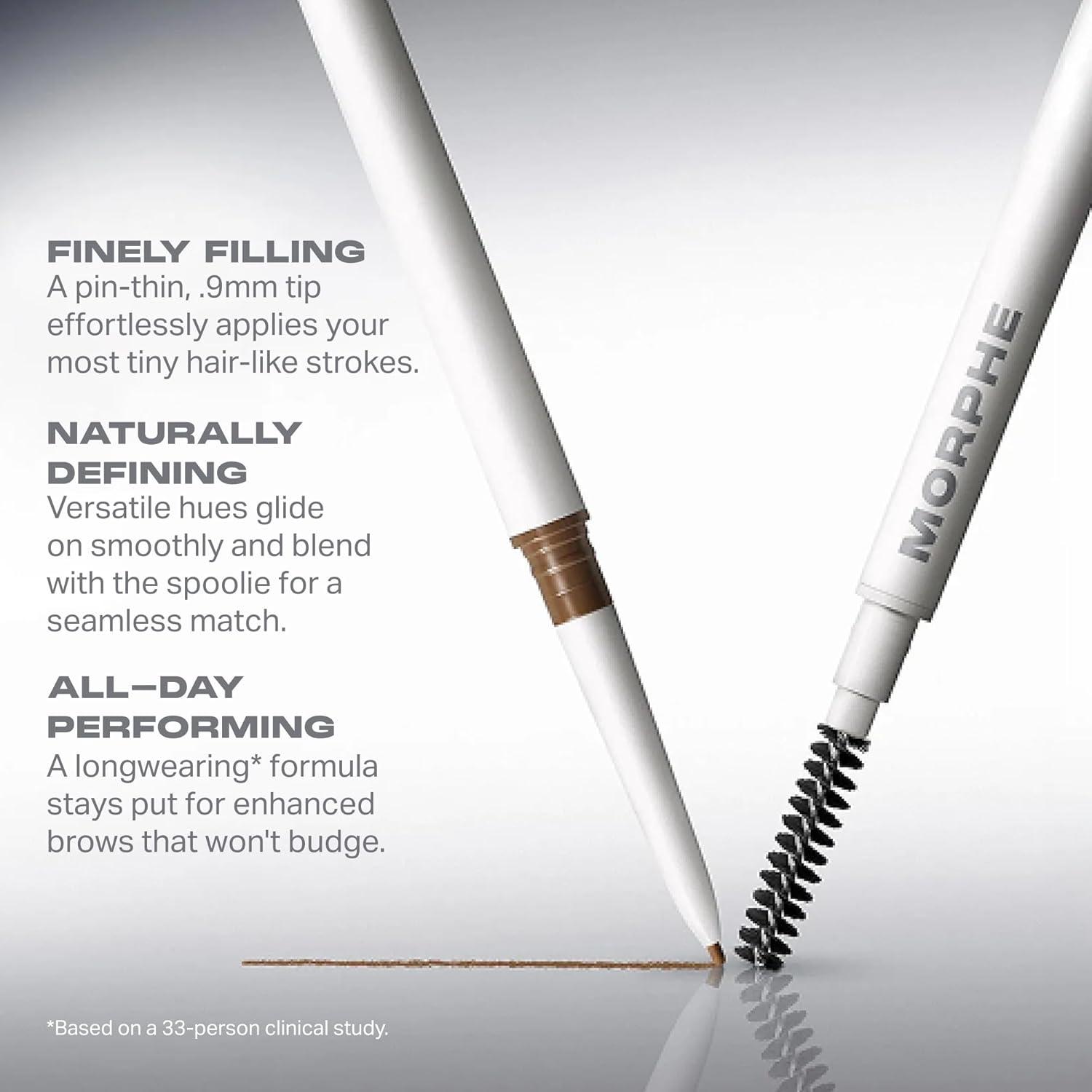 imageMorphe Nano Brow Pencil Ultrafine Eyebrow Pencil for Hairlike Strokes Precision Eye Makeup with Spoolie Brush for Natural Definition and LongLasting Wear Biscotti 0001 ozCold Brew