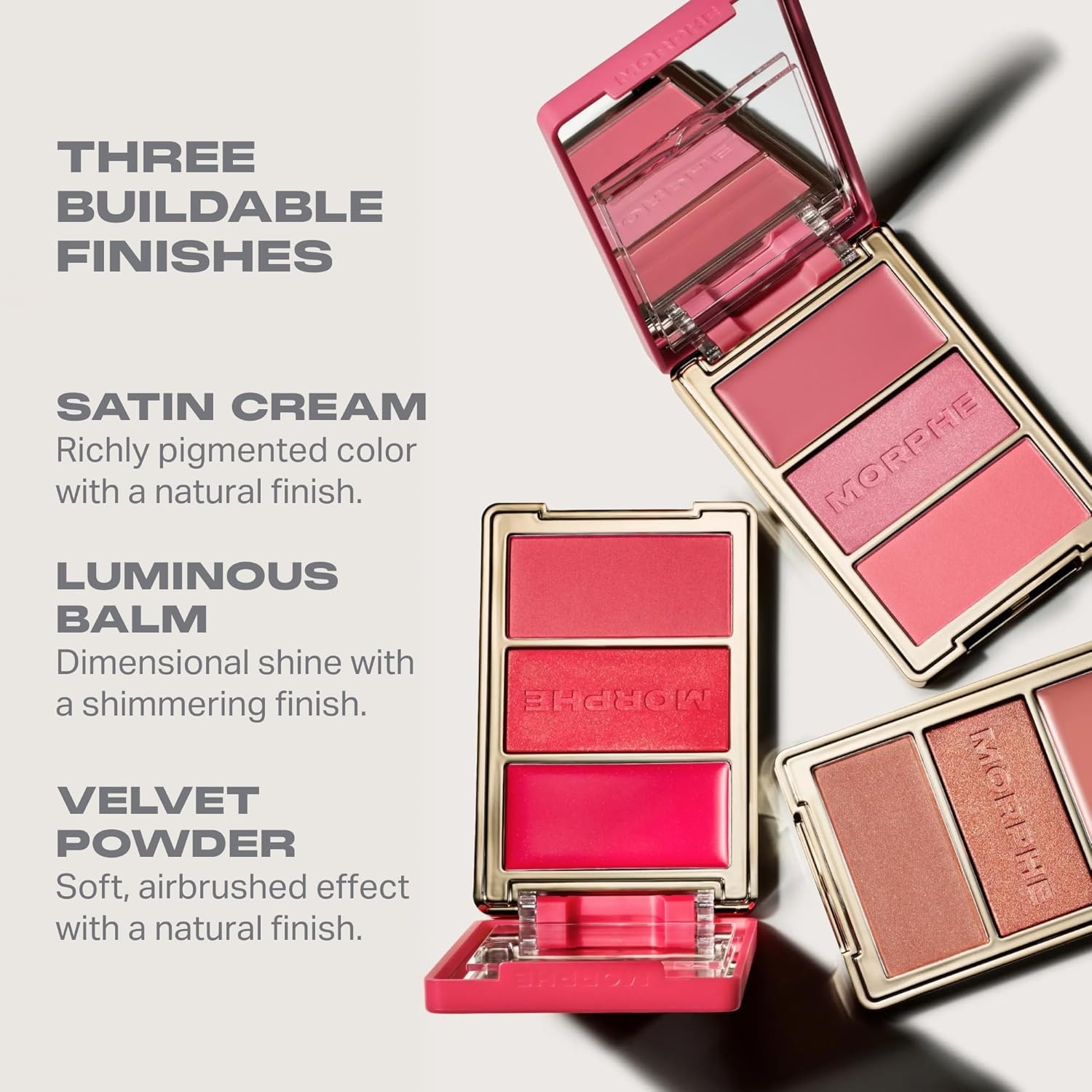 image:imageMorphe Cheek Thrills MultiFinish Face Trio Blush for Cheeks with Cream Balm and Powder Finishes Buildable Monochromatic Face Palette for Glow and Dimension Wine amp Dine 038 oz