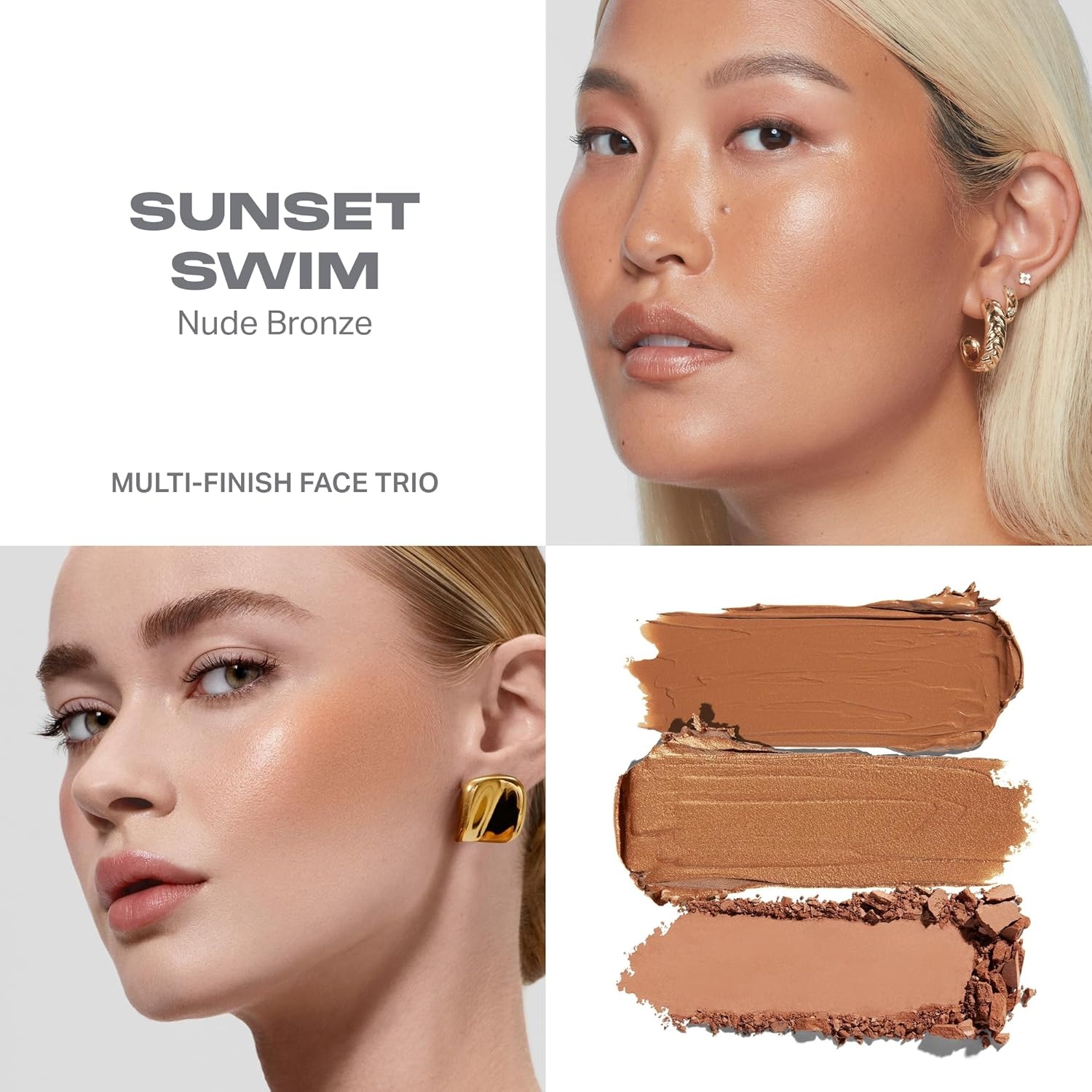 image:imageMorphe Cheek Thrills MultiFinish Face Trio Blush for Cheeks with Cream Balm and Powder Finishes Buildable Monochromatic Face Palette for Glow and Dimension Sunset Swim 038 oz
