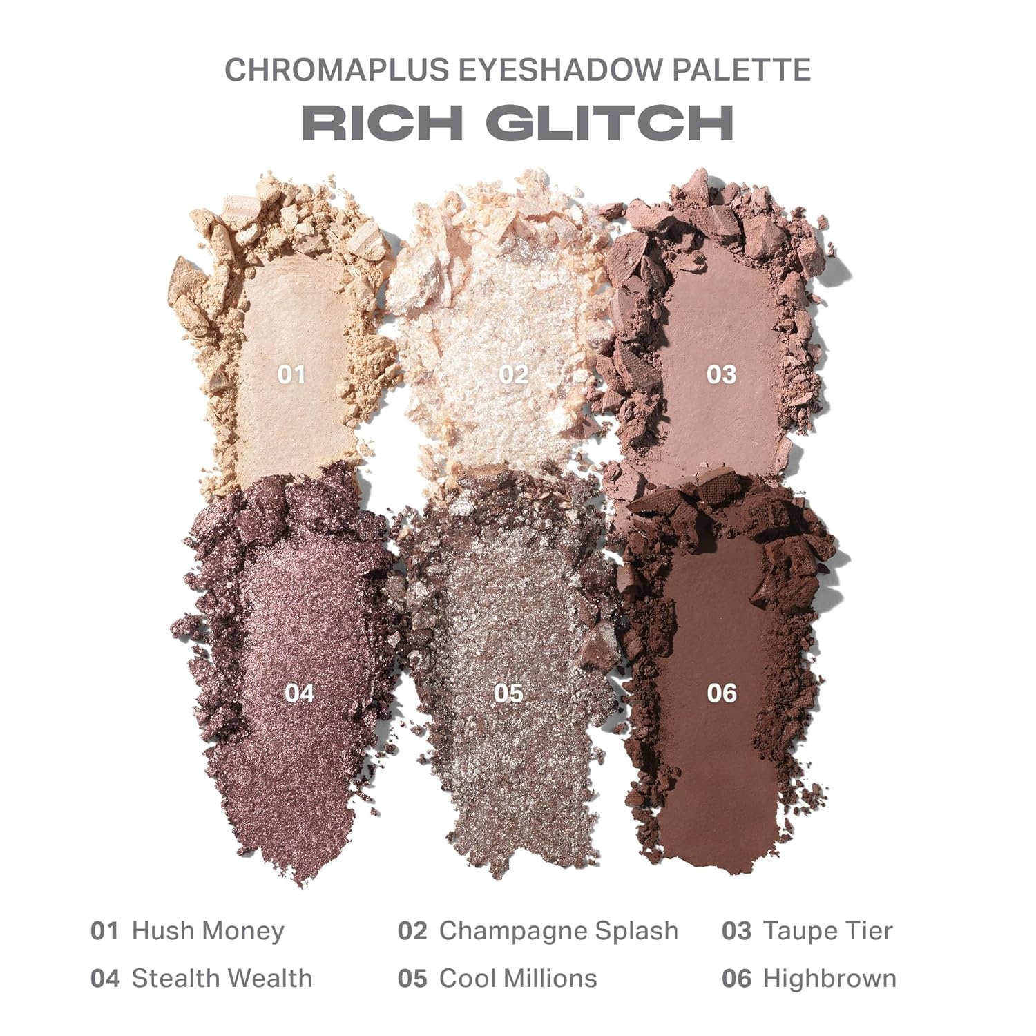 image:imageMorphe ChromaPlus 6Pan Eyeshadow Palette High Pigment Eye Makeup with Shimmer Matte amp Metallic Eye Shadow Neutral Eyeshadow Makeup Collection for AllDay Wear Rich Glitch 026 oz