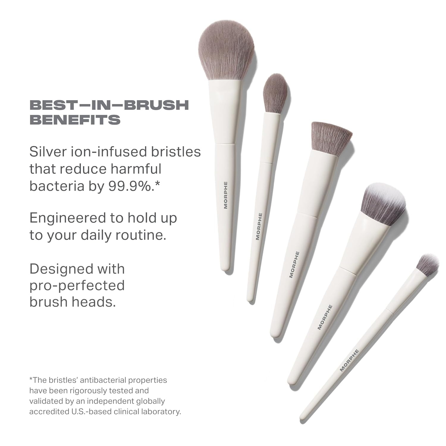 image:imageMorphe Portrait Mode 5 Piece Makeup Brush Set Professional Makeup Brushes for Foundation Concealer Powder Bronzer Expertly Engineered Face Brush Kit for Smooth StreakFree Application 5 ct