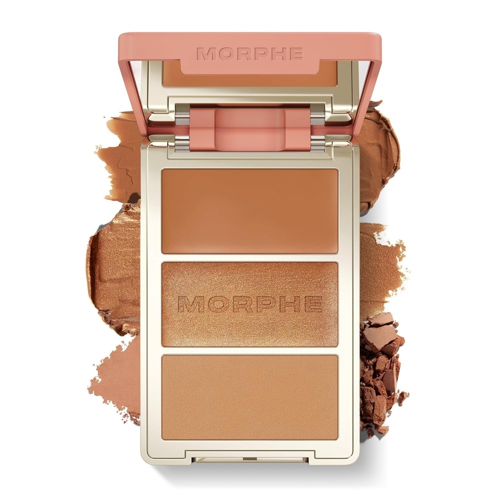 image:imageMorphe Cheek Thrills MultiFinish Face Trio Blush for Cheeks with Cream Balm and Powder Finishes Buildable Monochromatic Face Palette for Glow and Dimension Sunset Swim 038 oz