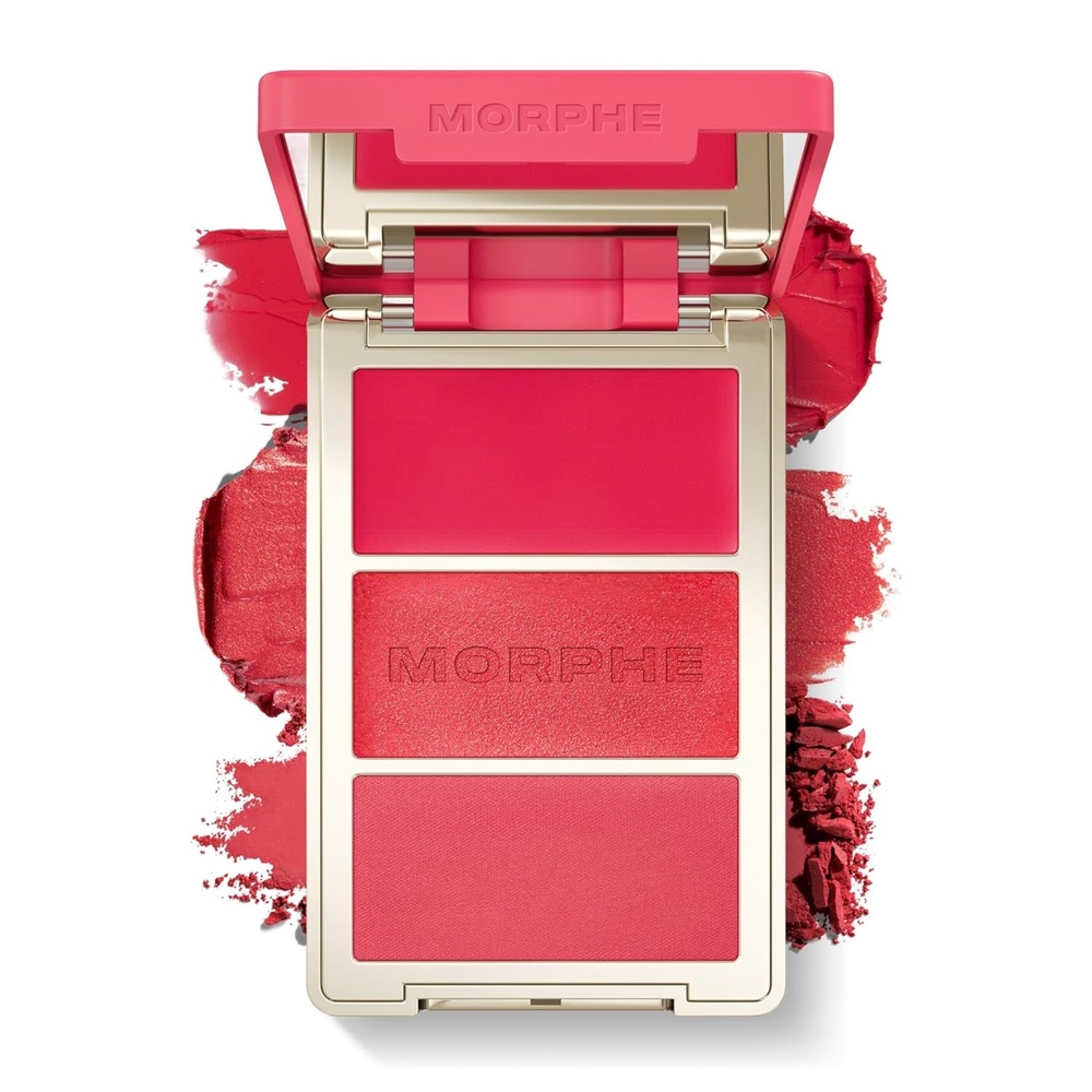 image:imageMorphe Cheek Thrills MultiFinish Face Trio Blush for Cheeks with Cream Balm and Powder Finishes Buildable Monochromatic Face Palette for Glow and Dimension Cabana Club 038 oz