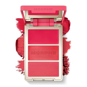Morphe Cheek Thrills Multi-Finish Face Trio – Blush for Cheeks with Cream, Balm, and Powder Finishes – Buildable Monochromatic Face Palette for Glow and Dimension – Cabana Club (0.38 oz)