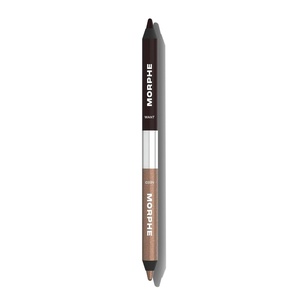 Morphe Bi-Liner Dual-Ended Gel Eyeliner Pencil – Matte & Metallic Eye Liner Duo with Long Lasting Waterproof Color for Precise and Smoked Eye Makeup Looks – Give or Take (0.04 oz)(Dark Brown)