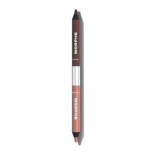 Morphe Bi-Liner Dual-Ended Gel Eyeliner Pencil – Matte & Metallic Eye Liner Duo with Long Lasting Waterproof Color for Precise and Smoked Eye Makeup Looks – Give or Take (0.04 oz)(Light Brown/Shimmer Rose Gold)