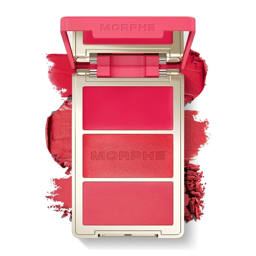 image:imageMorphe Cheek Thrills MultiFinish Face Trio  Blush for Cheeks with Cream Balm and Powder Finishes  Buildable Monochromatic Face Palette for Glow and Dimension  Beach Bonfire 038 ozVibrant watermelon